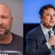Alex Jones after his arrest on charges of DWI on March 10, 2020 in Travis County, Texas (left) and billionaire Elon Musk in Stavanger, Norway on August 29, 2022. (right)